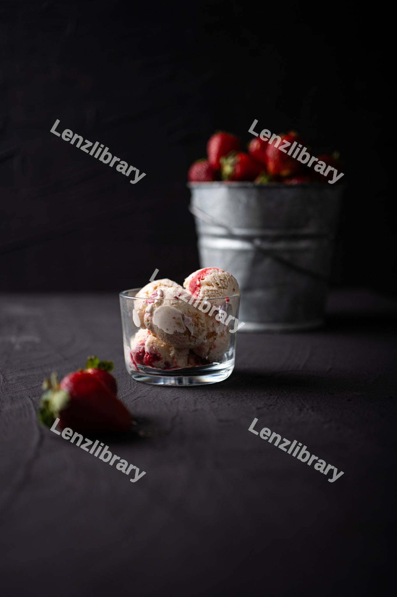 Strawberry ice cream scoops